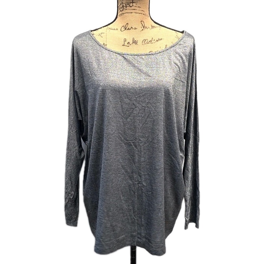 NWT Old Navy XL Top Dolman Long‎ Sleeve Silver Metallic Shimmer Party Glam Club